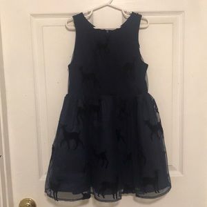 EUC - WORN ONCE - GIRLS 6/6x NAVY HOLIDAY DRESS